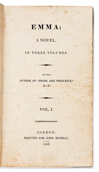 AUSTEN, JANE. Emma: A Novel. In Three Volumes. By the Author of Pride and Prejudice &c. &c.